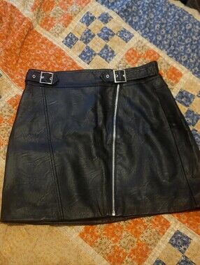 Faux Leather Mini Skirt with Asymmetrical Zip